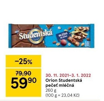 Čokoláda Studentská pečeť Orion