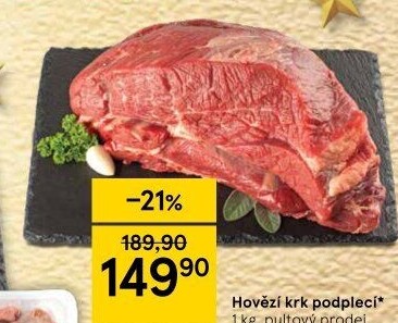 Hovězí přední bez kosti - krk podplečí
