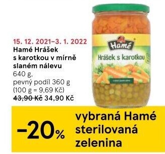 Hrášek s karotkou Hamé