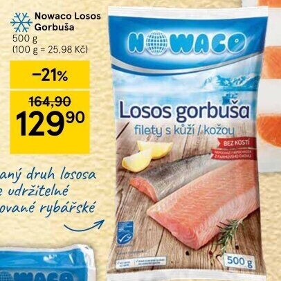 Losos Gorbuša filety mražený Nowaco
