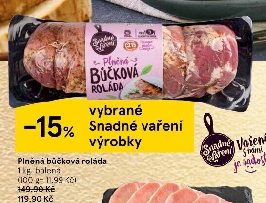 Roláda bůčková plněná Snadné vaření Kostelecké uzeniny