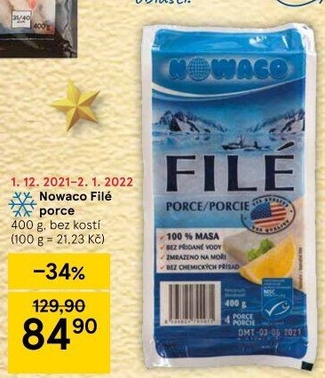Rybí filé bez kosti mražené Nowaco