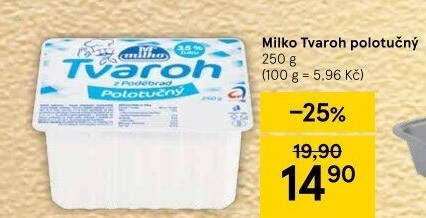 Tvaroh polotučný z Poděbrad Milko