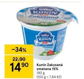 Zakysaná smetana Kunín 15%