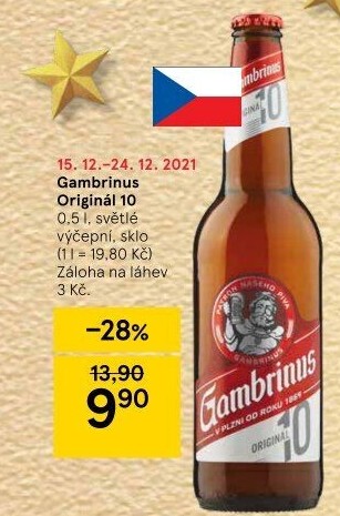 Pivo světlé výčepní Originál 10° Gambrinus