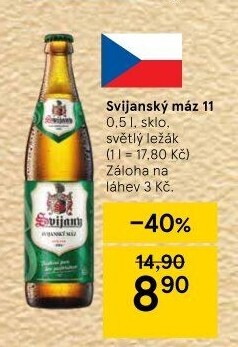 Pivo světlý ležák 11° Svijanský Máz Svijany