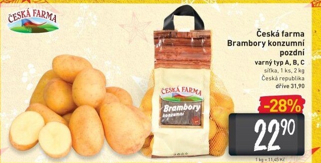 Brambory konzumní pozdní Česká farma