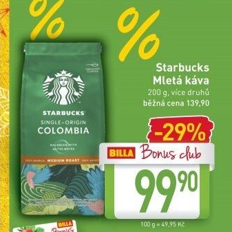 Mleté kávy Starbucks
