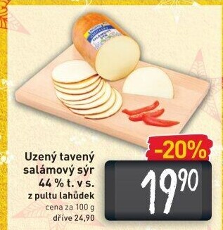Sýr uzený salámový 44% Jihočeský Madeta