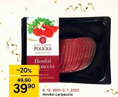 Hovězí Carpaccio Maso uzeniny Polička