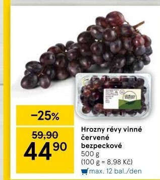 Hrozny červené bezsemenné The Grower'