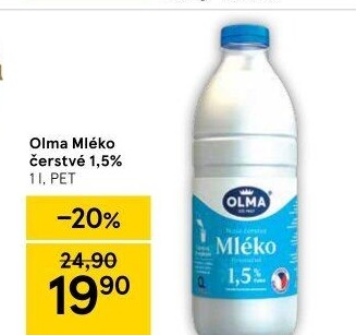 Mléko čerstvé Olma - 1,5% polotučné