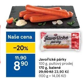 Párky javořické Kostelecké uzeniny