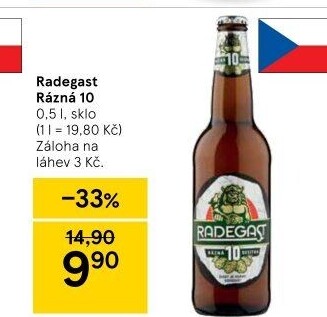Pivo světlé výčepní Rázná 10° Radegast
