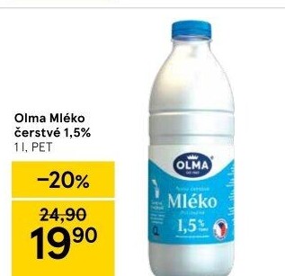 Mléko čerstvé Olma - 1,5% polotučné