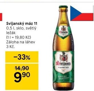 Pivo světlý ležák 11° Svijanský Máz Svijany