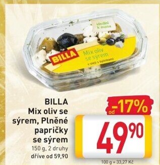 Salát mix se sýrem a olivami Billa