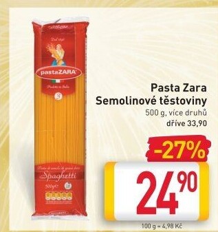 Těstoviny semolinové Pasta Zara