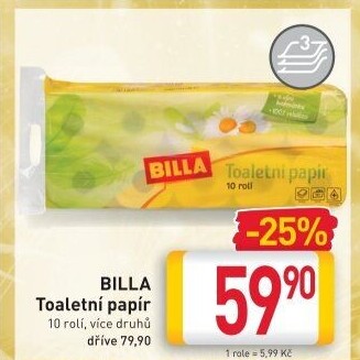 Toaletní papír 3vrstvý Billa