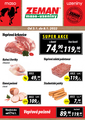 akční leták ZEMAN maso - uzeniny 3.1.2021-8.1.2021
