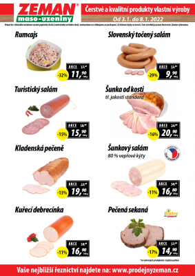 akční leták ZEMAN maso - uzeniny 3.1.2021-8.1.2021