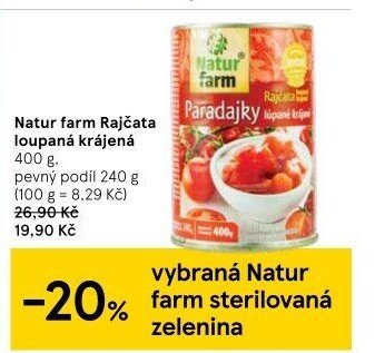 Rajčata loupaná krájená Natur Farm