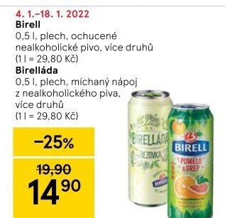 Nealkoholické pivo ochucené Birell