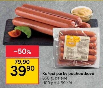 Párky kuřecí pochoutkové DZ Klatovy