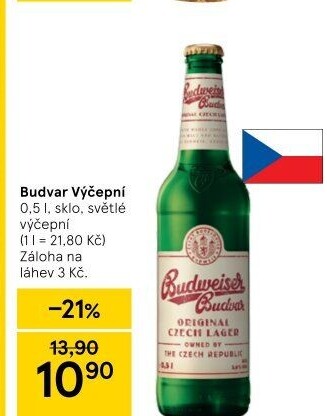 Pivo světlé výčepní Budweiser Budvar