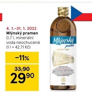 Přírodní voda Magnesia Mlýnský pramen