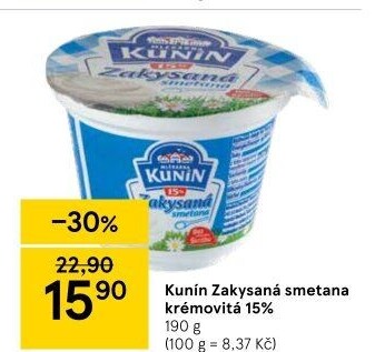 Zakysaná smetana krémovitá Kunín 15%
