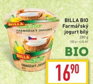 Bílý jogurt Farmářský Naše Bio Billa