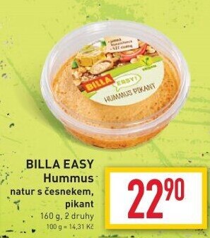 Hummus natur s česnekem Easy Billa