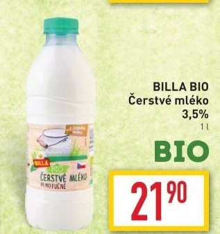 Mléko čerstvé Naše Bio Billa - 3,5% plnotučné