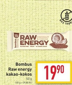 Tyčinka Bombus Raw bez lepku Energy