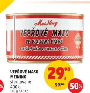 Maso vepřové ve vlastní šťávě Meining