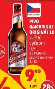 Pivo světlé výčepní Originál 10° Gambrinus
