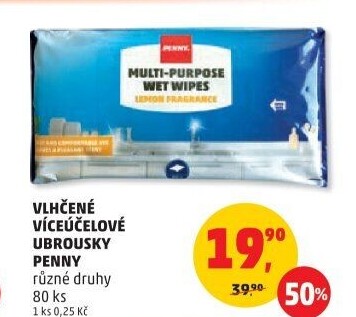 Vlhčené víceúčelové ubrousky Penny