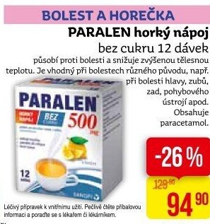 Horký nápoj bez cukru Paralen