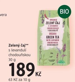 Čaj zelený bio Levandule Chodouňská