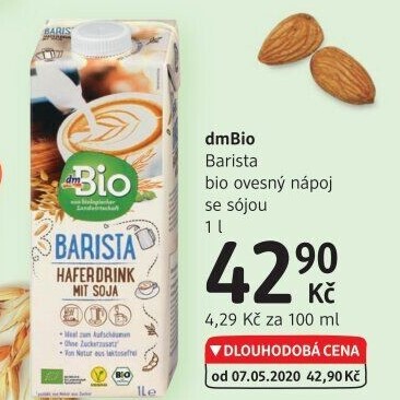 Nápoj ovesný se sójou barista dm Bio