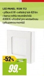 RSM 112 led panel hran. 6W IP20RETLUX