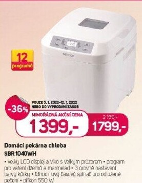 SBR 1040WH pekárna chlebaSENCOR