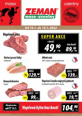 akční leták ZEMAN maso - uzeniny 10.1.2022-15.1.2022