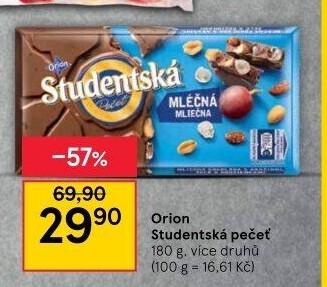 Čokoláda Studentská pečeť Orion
