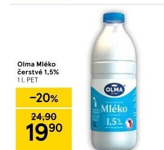 Mléko čerstvé Olma - 1,5% polotučné