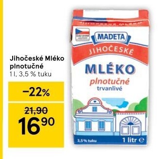 Mléko trvanlivé Jihočeské Madeta - 3,5% plnotučné