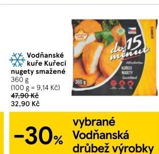 Nugetky kuřecí smažené mražené Vodňanské kuře
