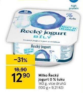 Ochucený jogurt řecký 0% Milko
