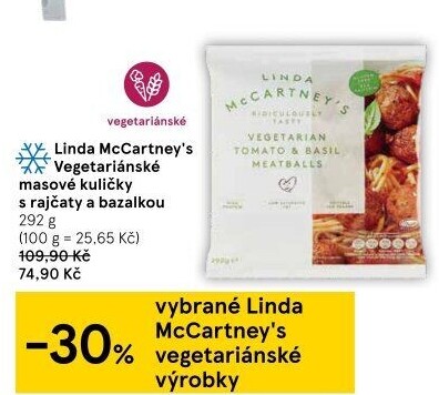Vegetariánské masové kuličky s rajčaty a bazalkou Linda McCartney